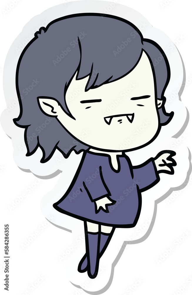 sticker of a cartoon undead vampire girl reaching out sticker of a cartoon undead vampire girl reaching out