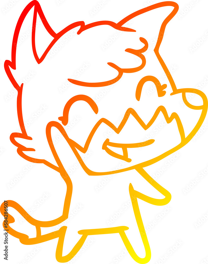 warm gradient line drawing happy cartoon fox warm gradient line drawing happy cartoon fox