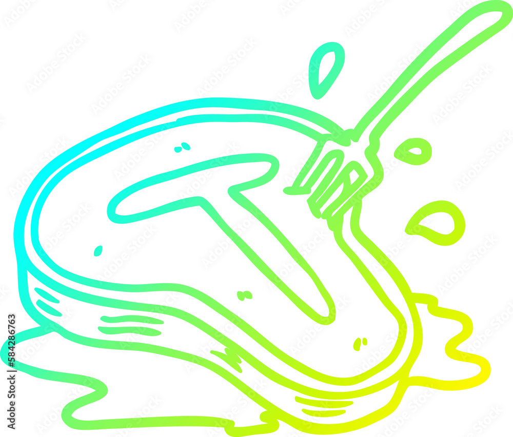 Obraz premium cold gradient line drawing cooked steak and fork