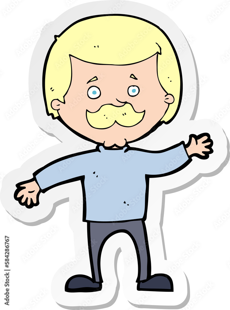sticker of a cartoon dad waving sticker of a cartoon dad waving