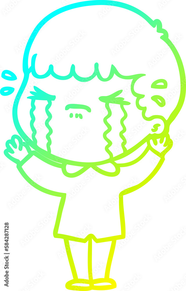cold gradient line drawing cartoon man crying cold gradient line drawing cartoon man crying