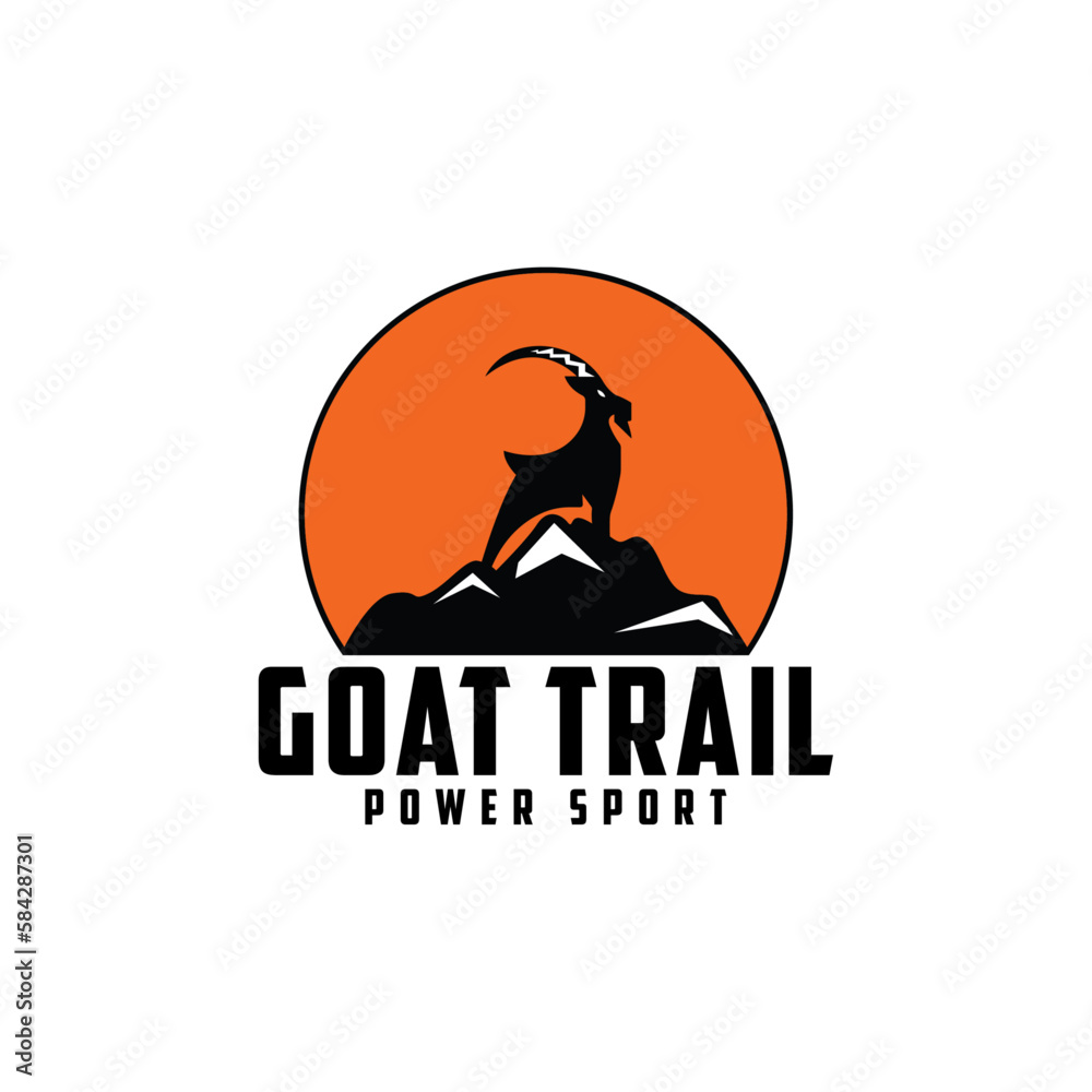 goat trail power sport and adventure logo in vector template