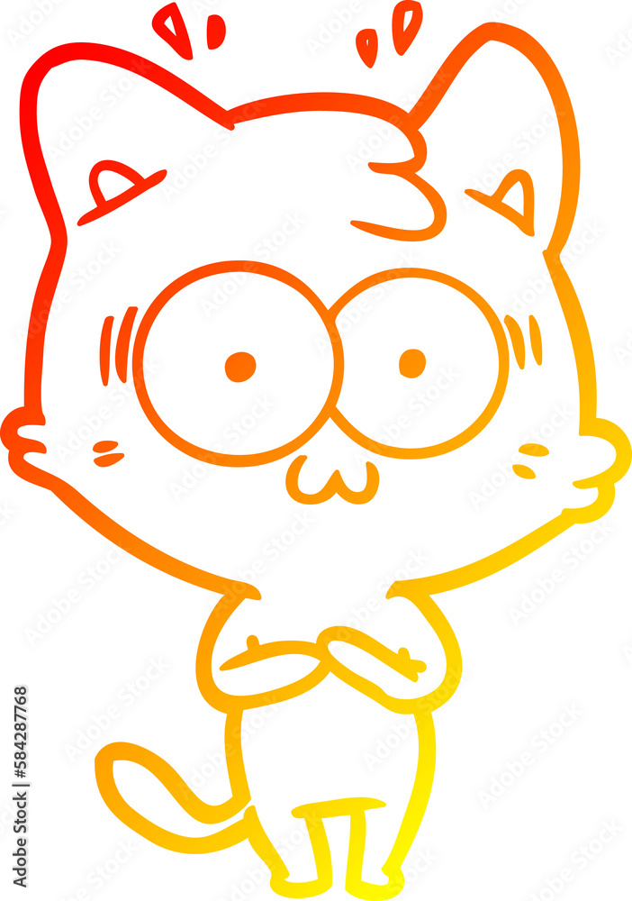 Obraz premium warm gradient line drawing cartoon surprised cat