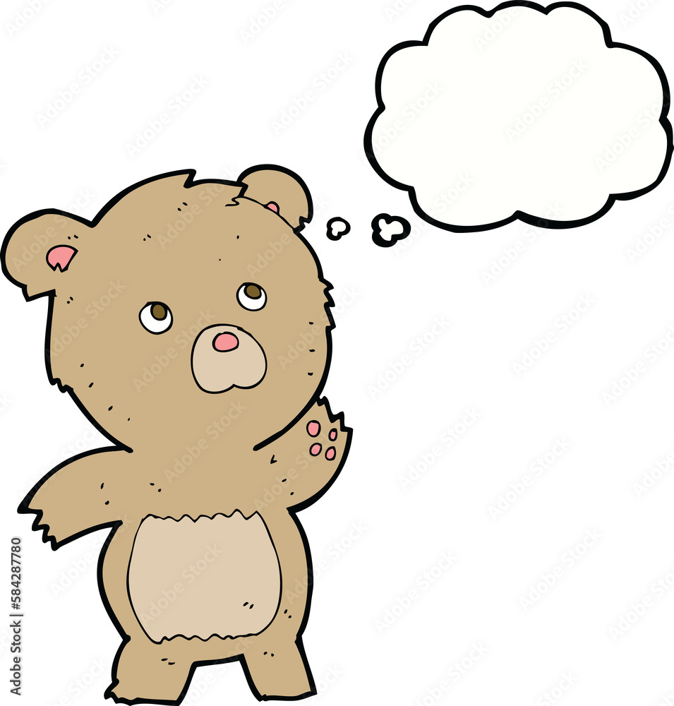 cartoon curious teddy bear with thought bubble cartoon curious teddy bear with thought bubble
