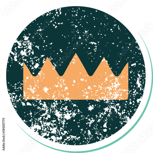 distressed sticker tattoo style icon of a crown