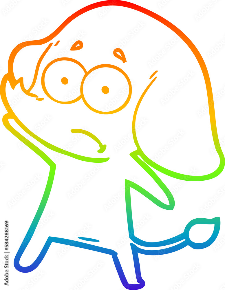 Obraz premium rainbow gradient line drawing cartoon unsure elephant