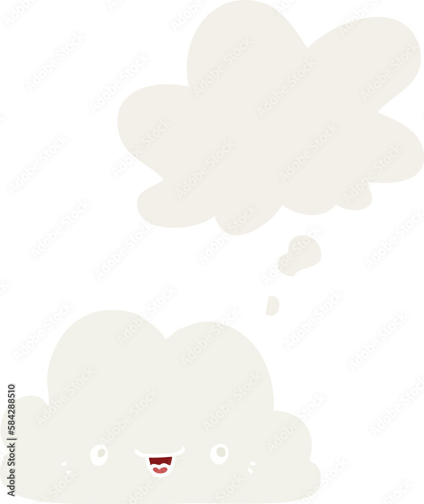 cute cartoon cloud and thought bubble in retro style cute cartoon cloud and thought bubble in retro style