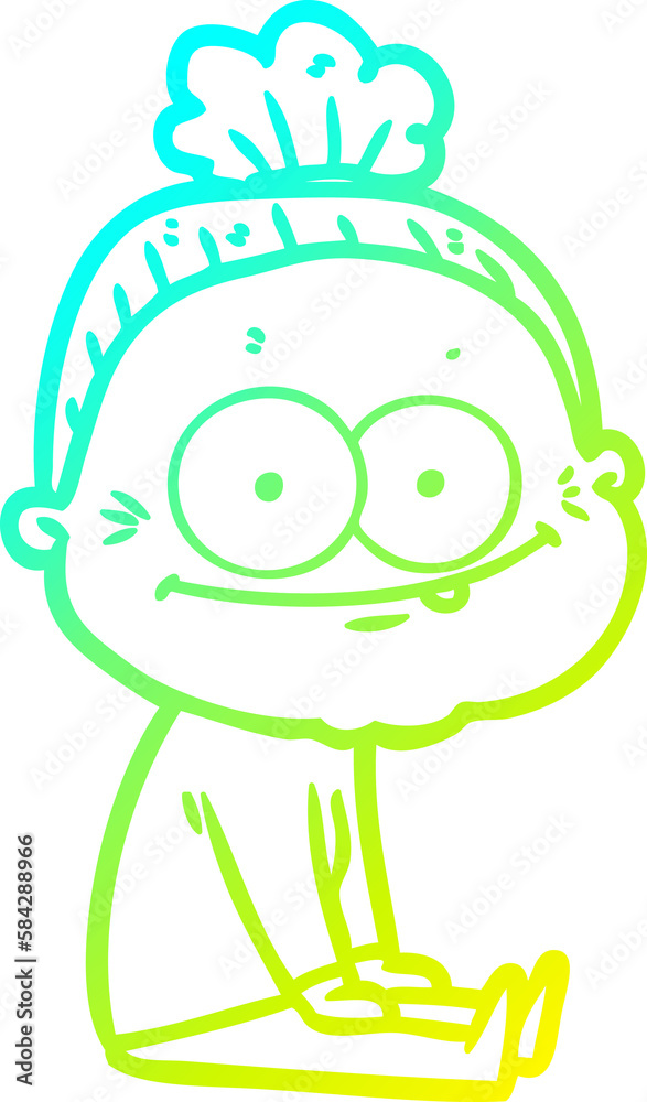 cold gradient line drawing cartoon happy old woman cold gradient line drawing cartoon happy old woman