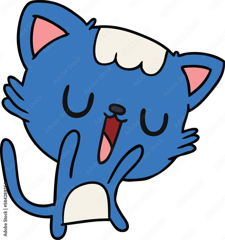 Fototapeta premium cartoon of cute kawaii cat
