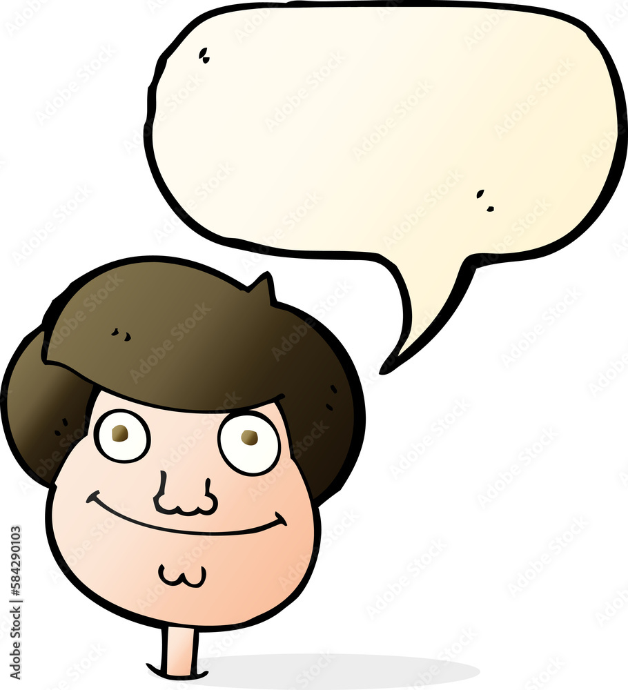 cartoon happy boy's face with speech bubble cartoon happy boy's face with speech bubble