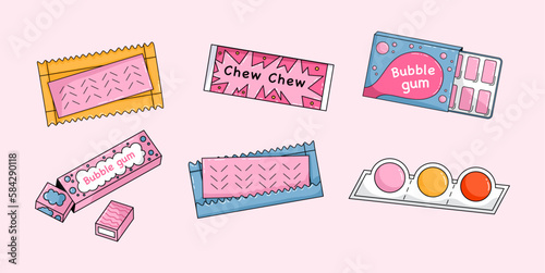 Set of Cartoon bubble gum