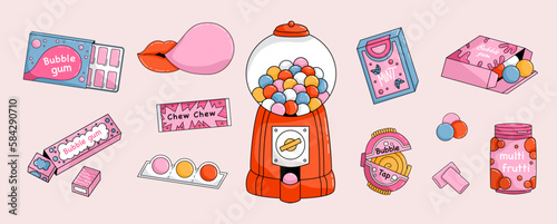 Set of Cartoon bubble gum