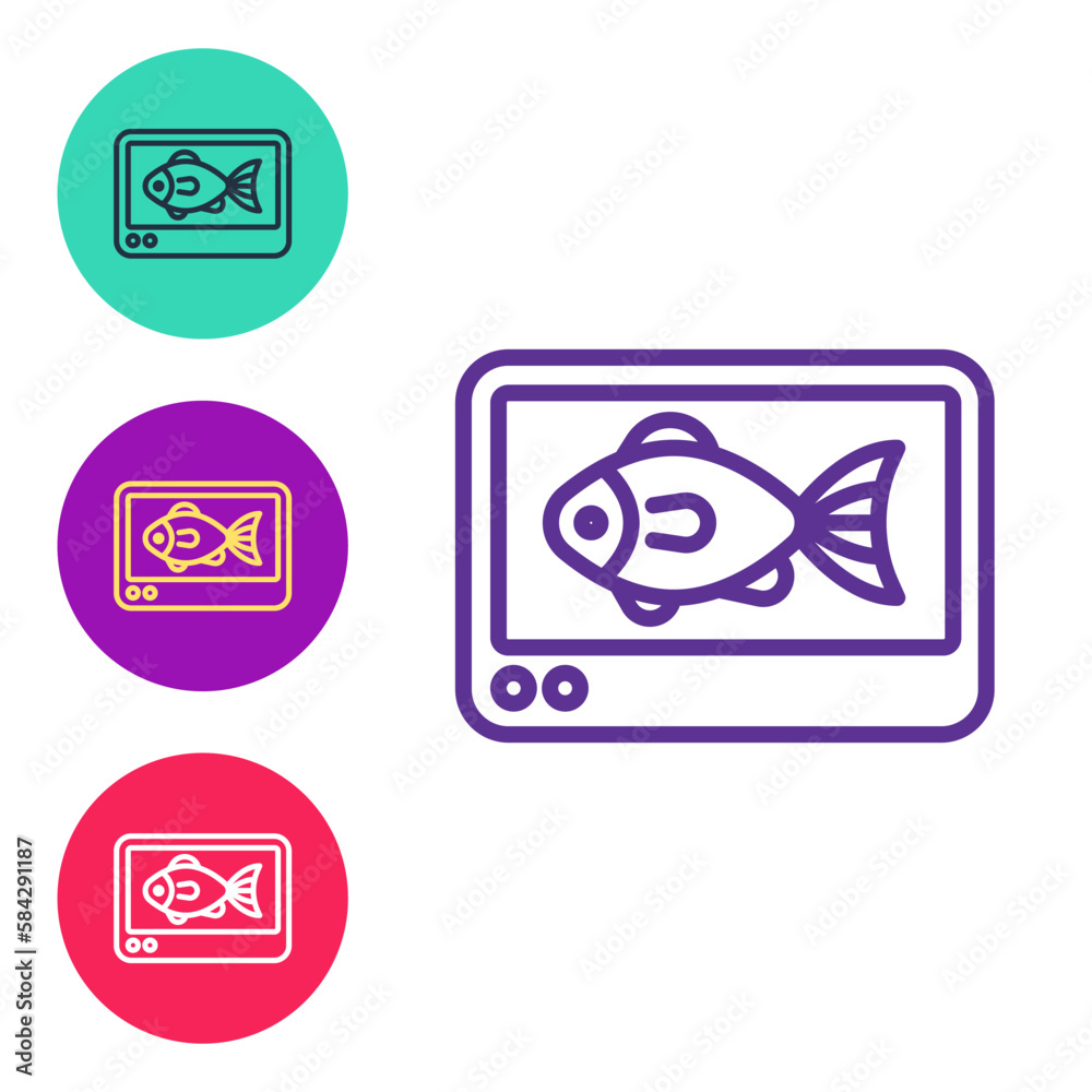 Set line Fish finder echo sounder icon isolated on white background. Electronic equipment for fishing. Set icons colorful. Vector Set line Fish finder echo sounder icon isolated on white background. Electronic equipment for fishing. Set icons colorful. Vector