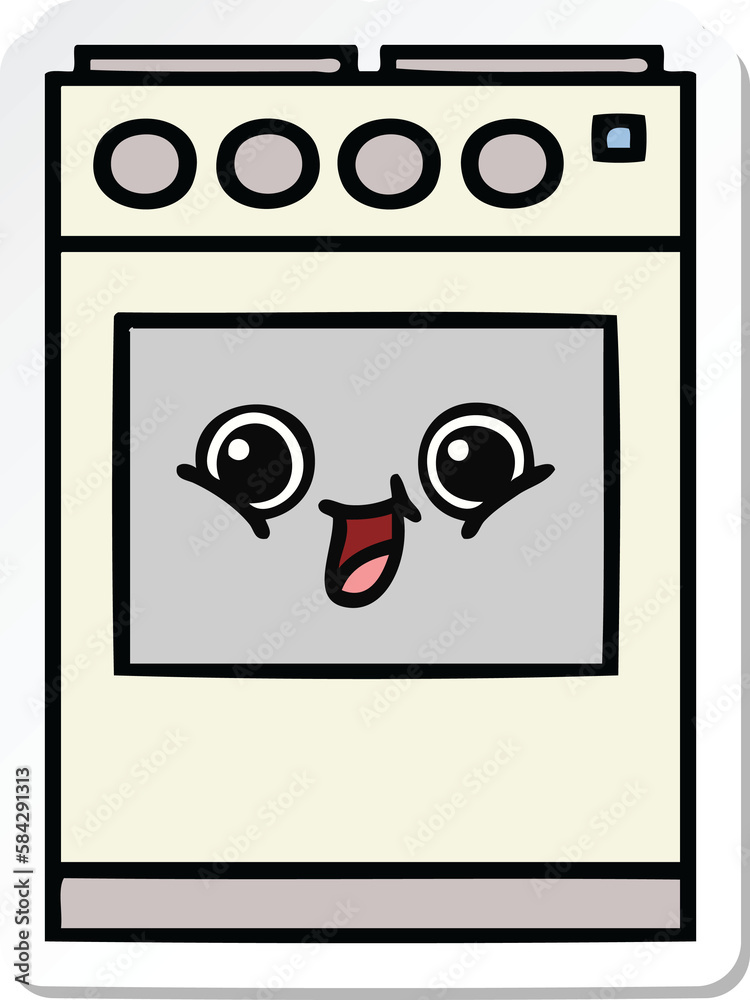 sticker of a cute cartoon kitchen oven sticker of a cute cartoon kitchen oven