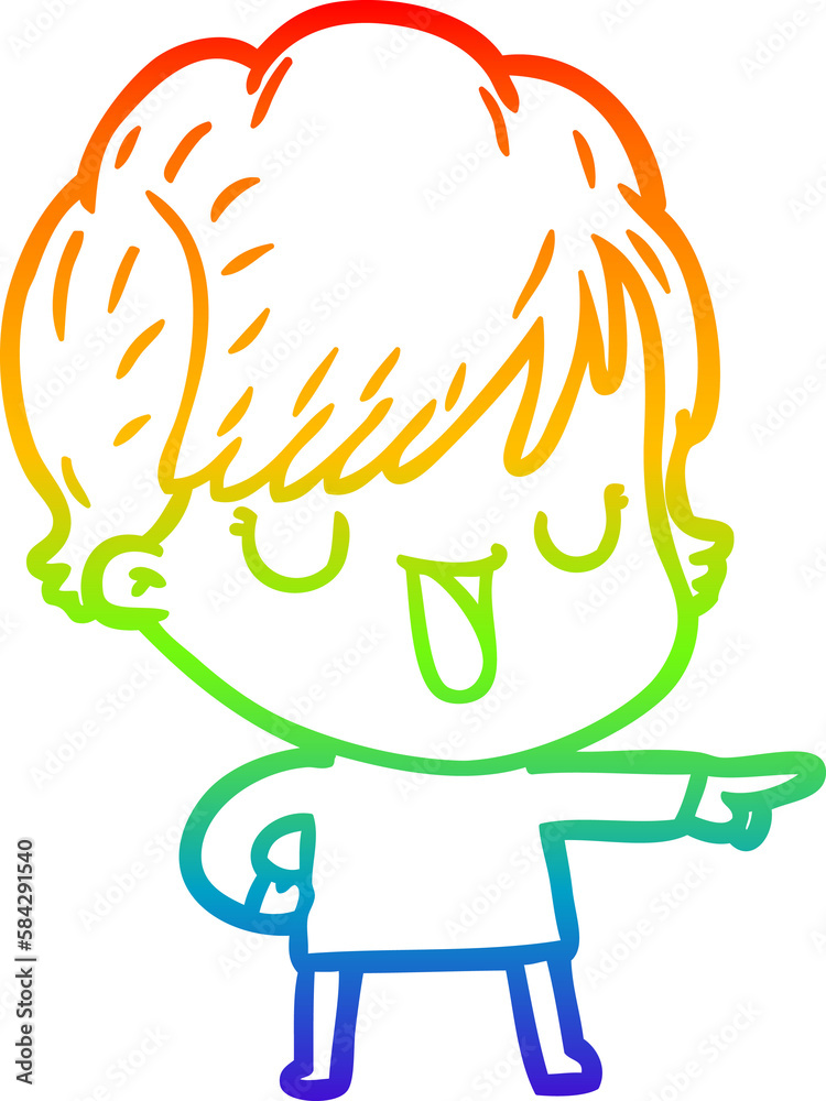 rainbow gradient line drawing cartoon woman talking rainbow gradient line drawing cartoon woman talking