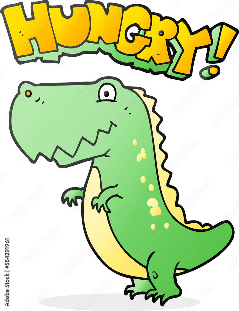 Fototapeta premium cartoon hungry dinosaur