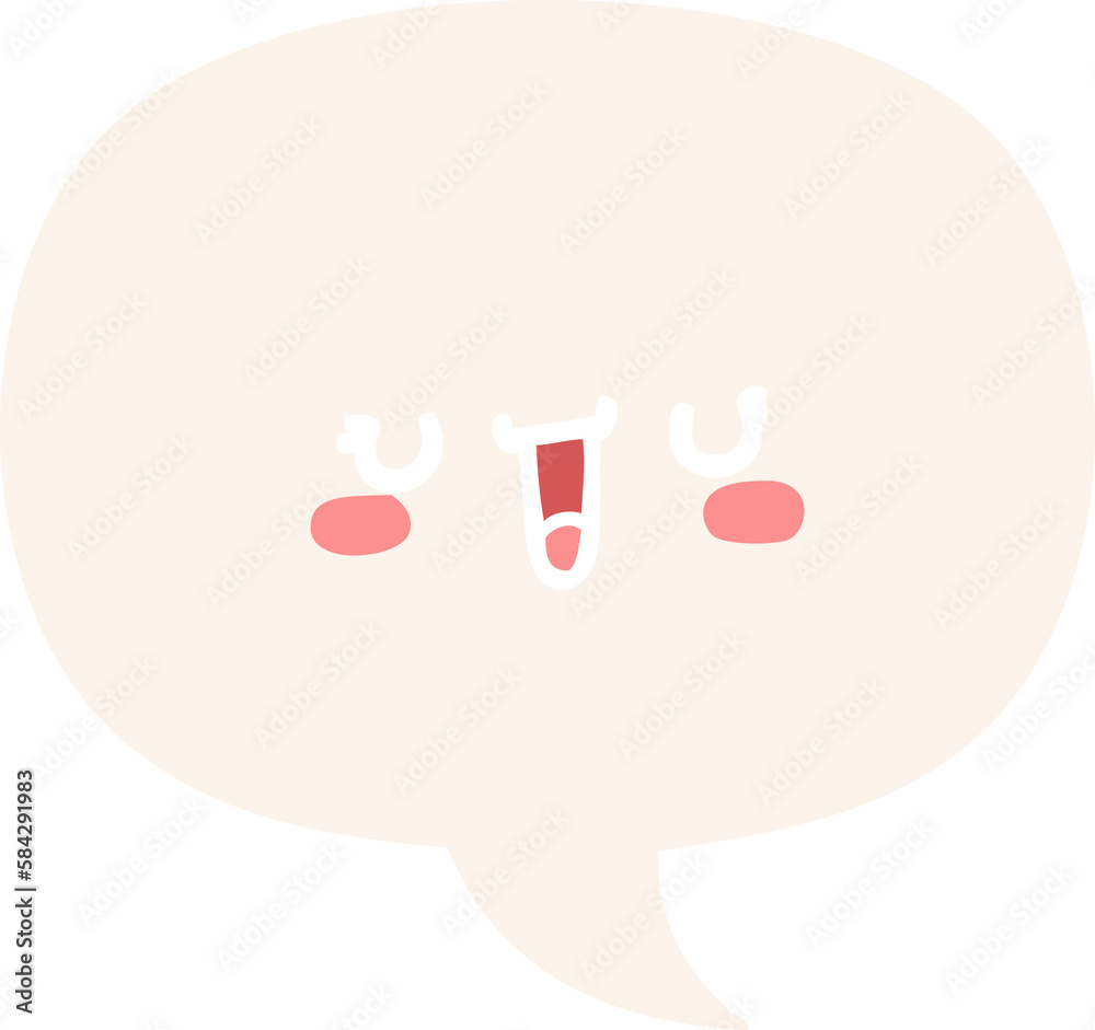 happy cartoon face and speech bubble in retro style happy cartoon face and speech bubble in retro style
