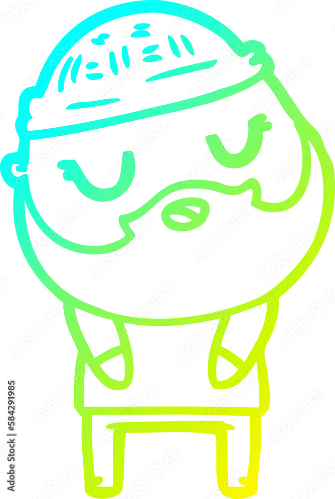 cold gradient line drawing cartoon man with beard cold gradient line drawing cartoon man with beard