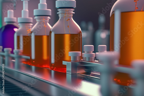 Orange liquid medicine bottle line generative ai