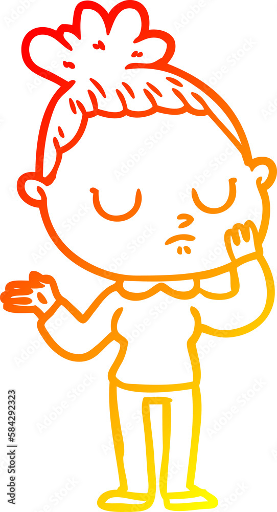 warm gradient line drawing cartoon calm woman warm gradient line drawing cartoon calm woman