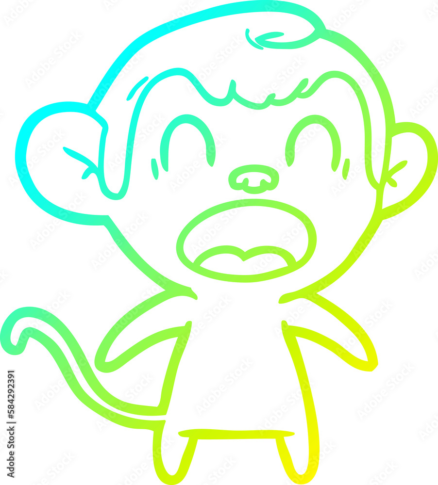 cold gradient line drawing shouting cartoon monkey cold gradient line drawing shouting cartoon monkey