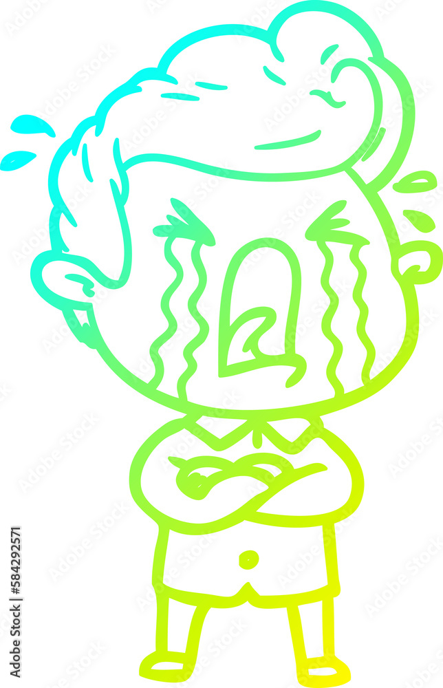 cold gradient line drawing cartoon crying man cold gradient line drawing cartoon crying man