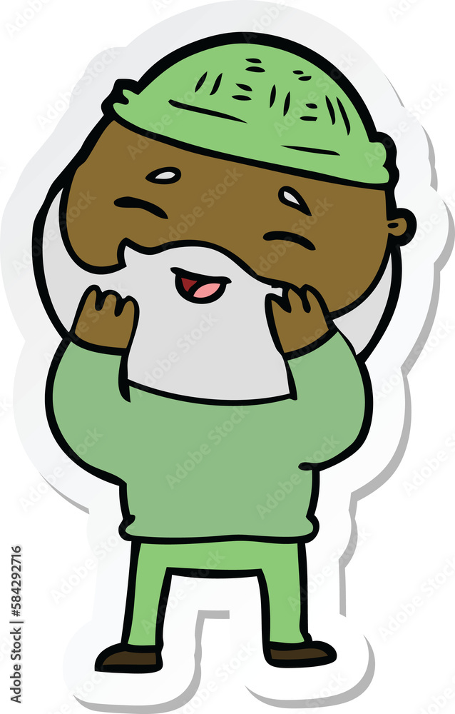 sticker of a cartoon happy bearded man