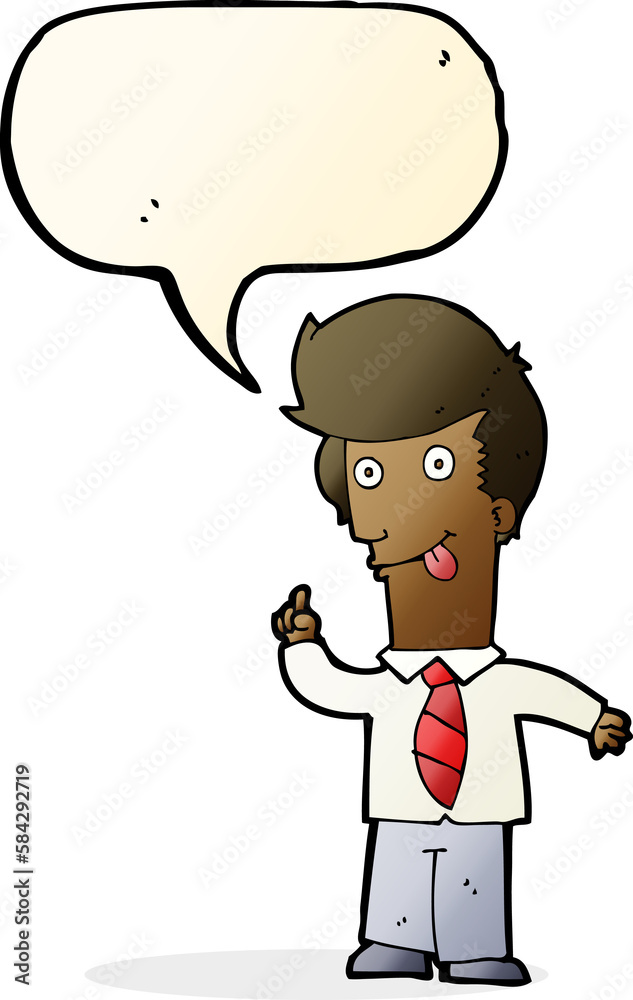 cartoon office man with crazy idea with speech bubble cartoon office man with crazy idea with speech bubble