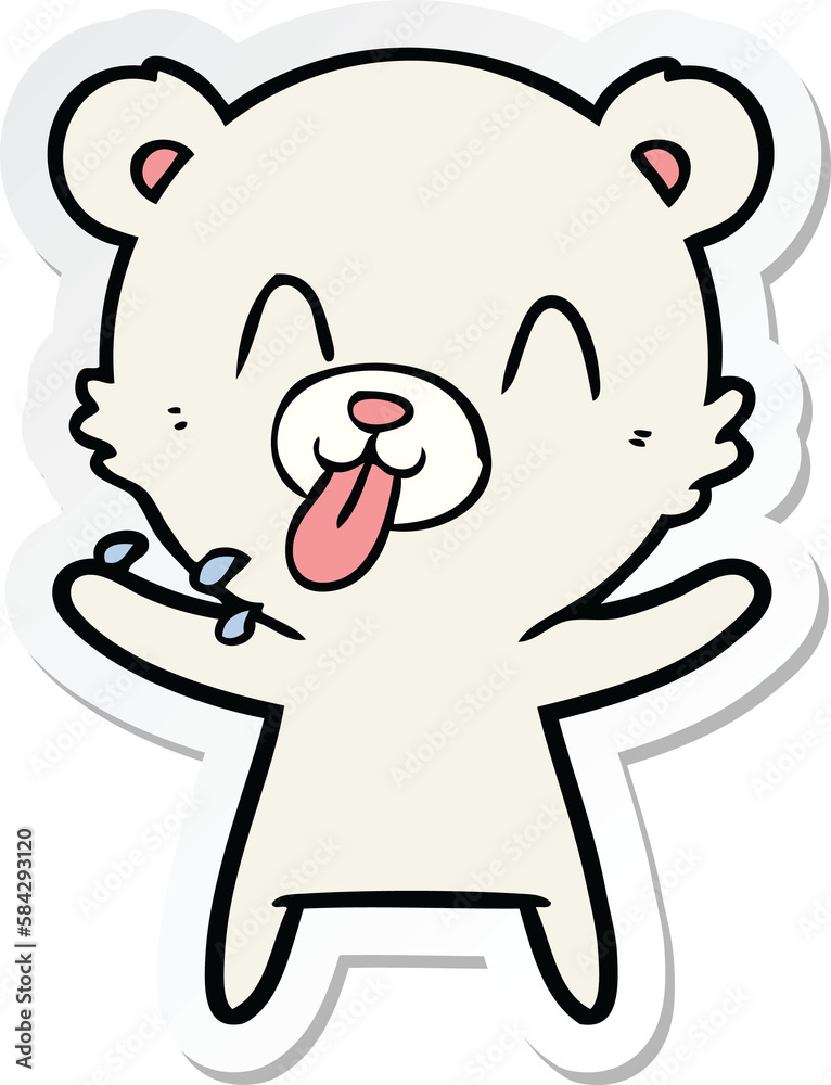 sticker of a rude cartoon polar bear sticking out tongue sticker of a rude cartoon polar bear sticking out tongue