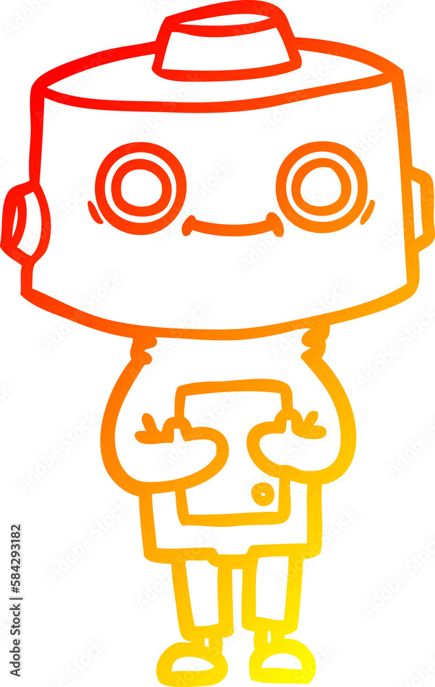 warm gradient line drawing cartoon robot warm gradient line drawing cartoon robot