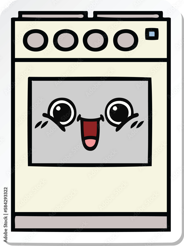 sticker of a cute cartoon kitchen oven sticker of a cute cartoon kitchen oven