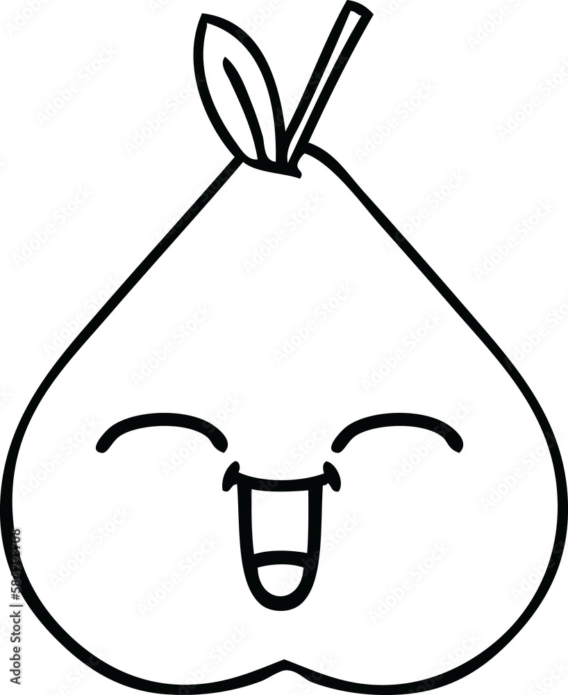 line drawing cartoon green pear line drawing cartoon green pear