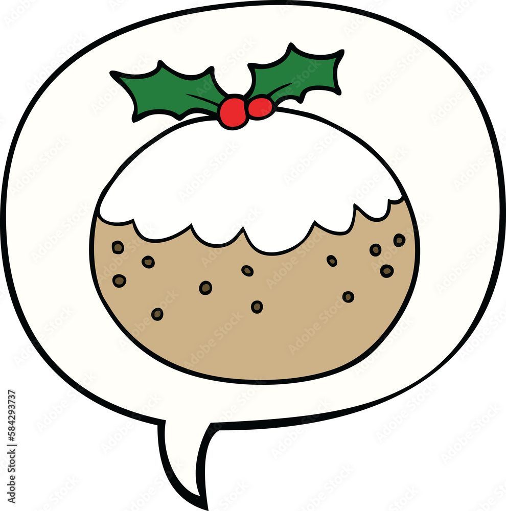 cartoon christmas pudding and speech bubble cartoon christmas pudding and speech bubble