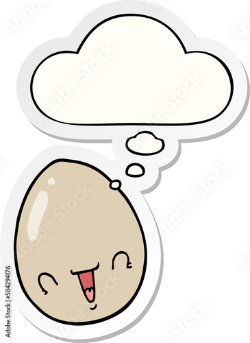 cartoon egg and thought bubble as a printed sticker