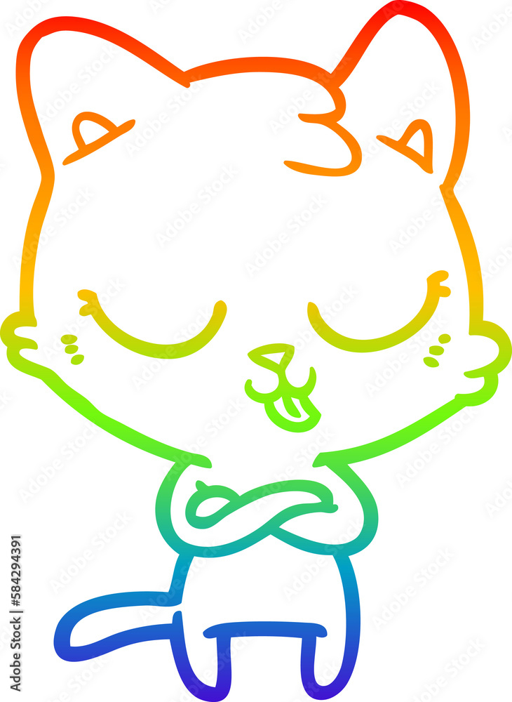 rainbow gradient line drawing cartoon cat rainbow gradient line drawing cartoon cat