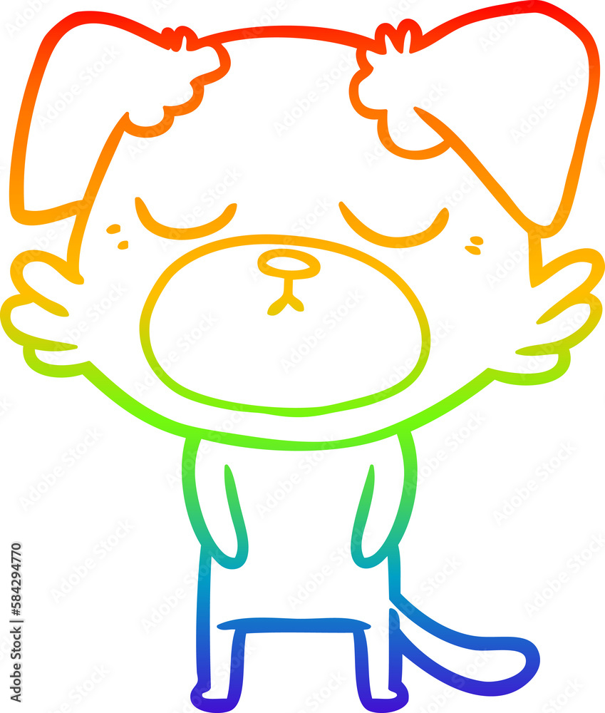 Obraz premium rainbow gradient line drawing cute cartoon dog