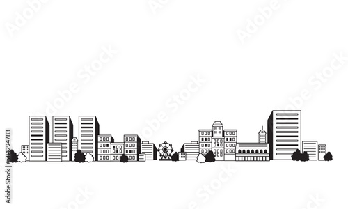 シンプルな街並みのイラスト
