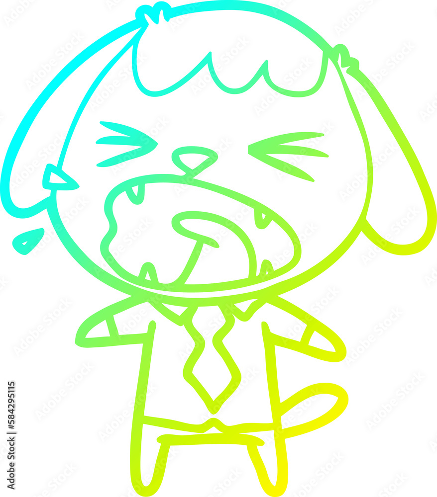 cold gradient line drawing cute cartoon dog barking cold gradient line drawing cute cartoon dog barking