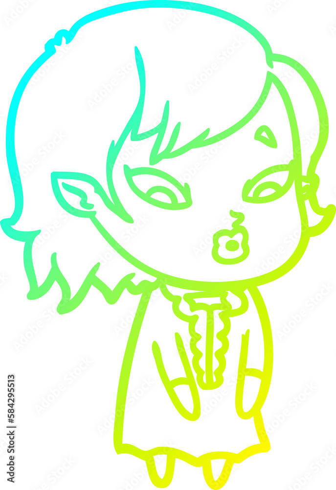 cold gradient line drawing cute cartoon vampire girl cold gradient line drawing cute cartoon vampire girl