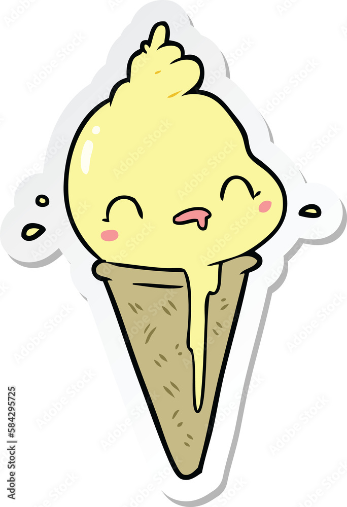 sticker of a cute cartoon ice cream sticker of a cute cartoon ice cream