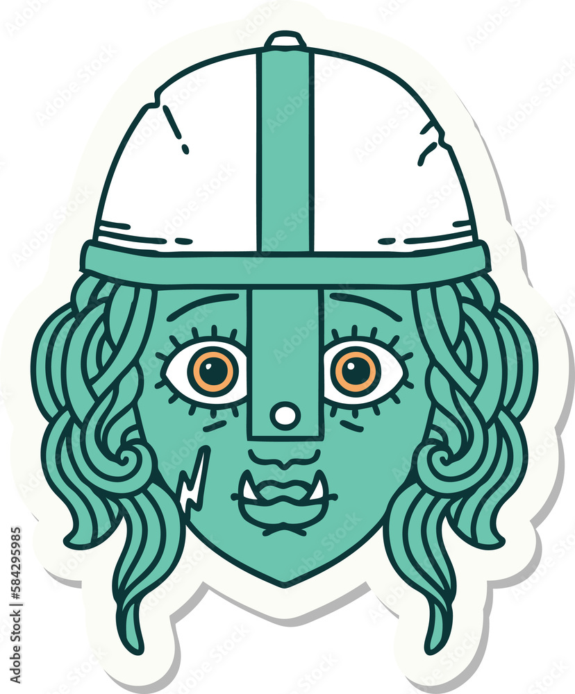 orc fighter character face sticker orc fighter character face sticker