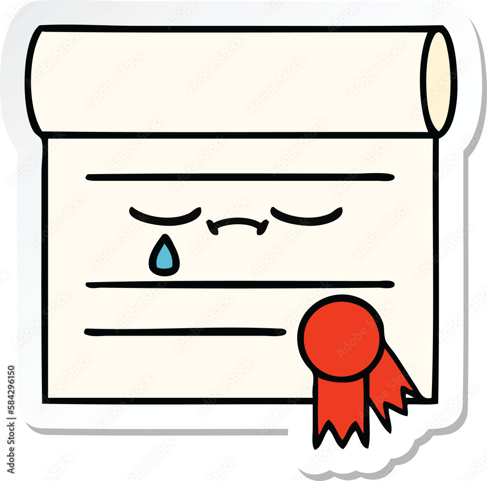 sticker of a cute cartoon certificate sticker of a cute cartoon certificate