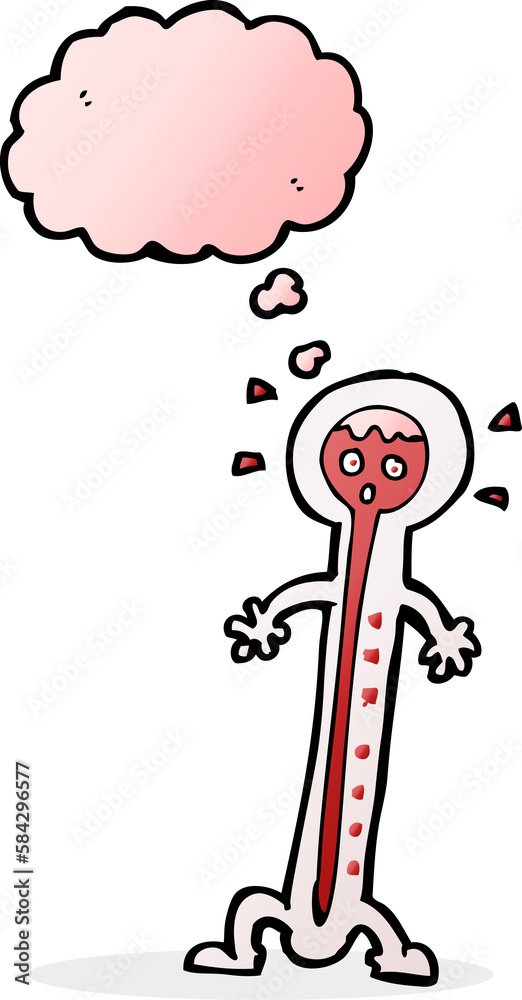cartoon hot thermometer with thought bubble cartoon hot thermometer with thought bubble