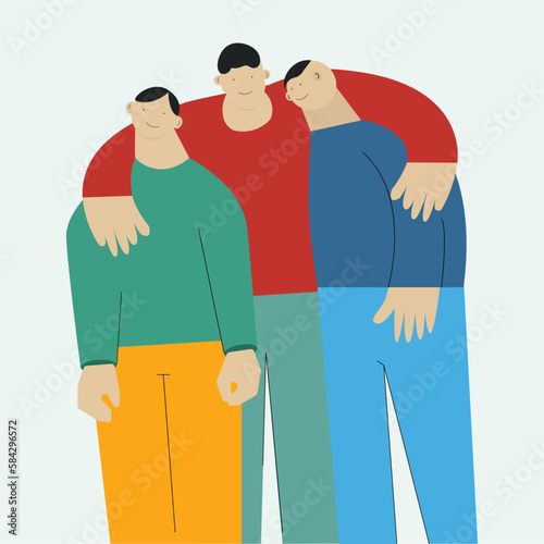 Abstract hugging people in modern style. The concept of friendship and togetherness.