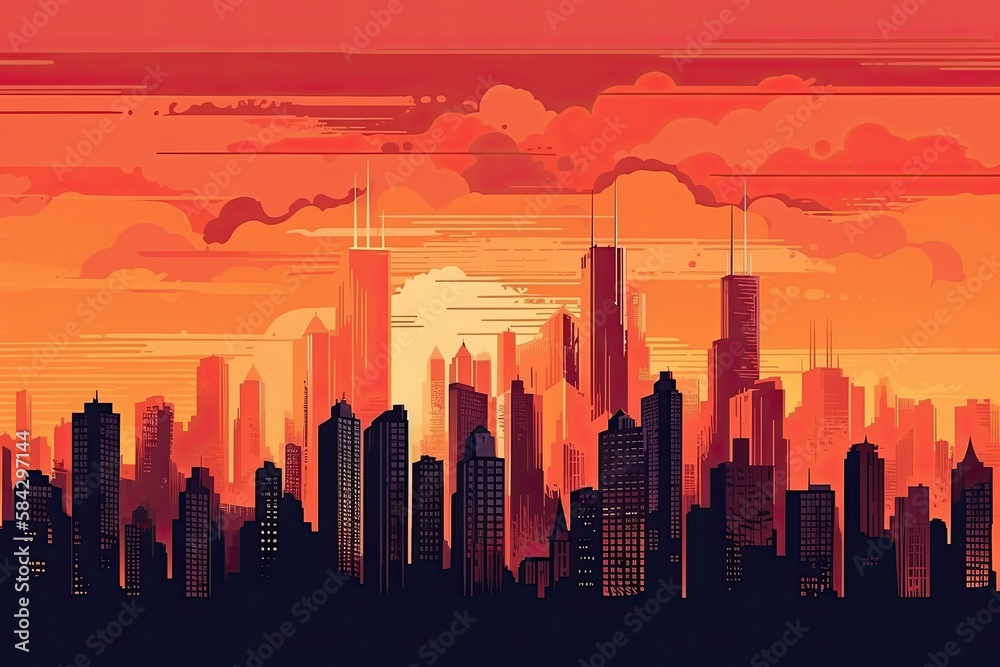 Illustrating the Magnificence of Chicago, USA: City Skyline and Urban Landscape. Generative AI