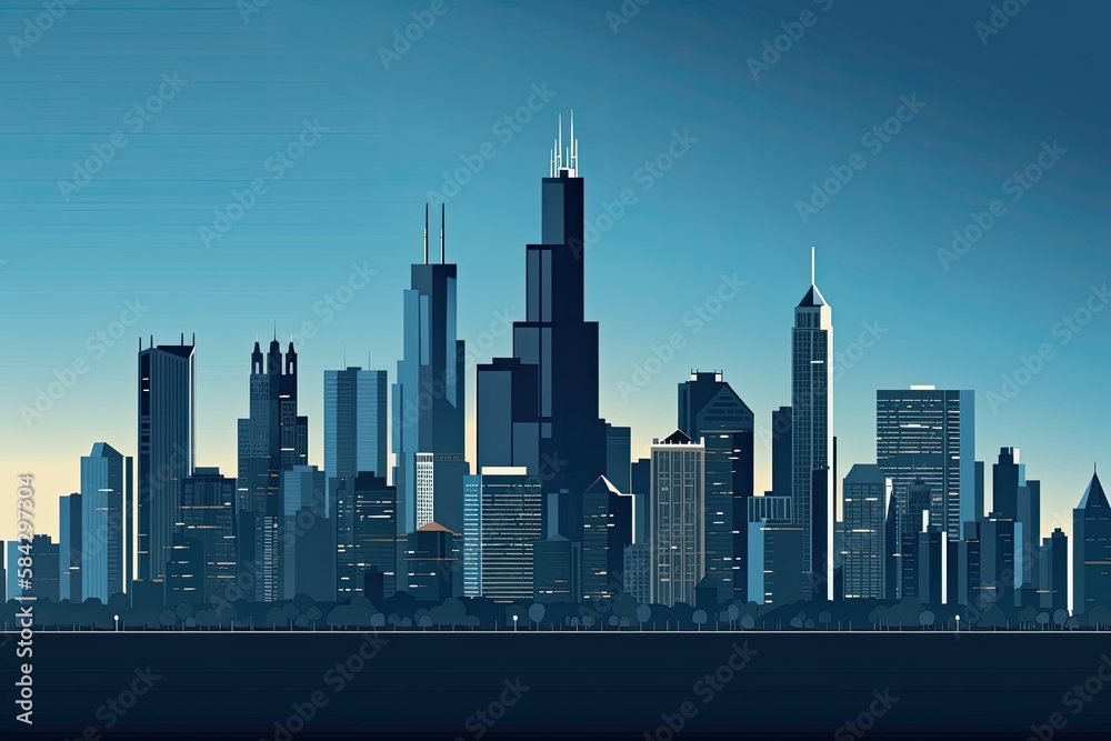 The Urban Splendor of Chicago, United States - City Skyline, Architecture, and Skyscrapers: Generative AI
