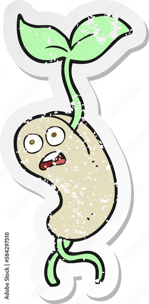 retro distressed sticker of a cartoon sprouting seed retro distressed sticker of a cartoon sprouting seed