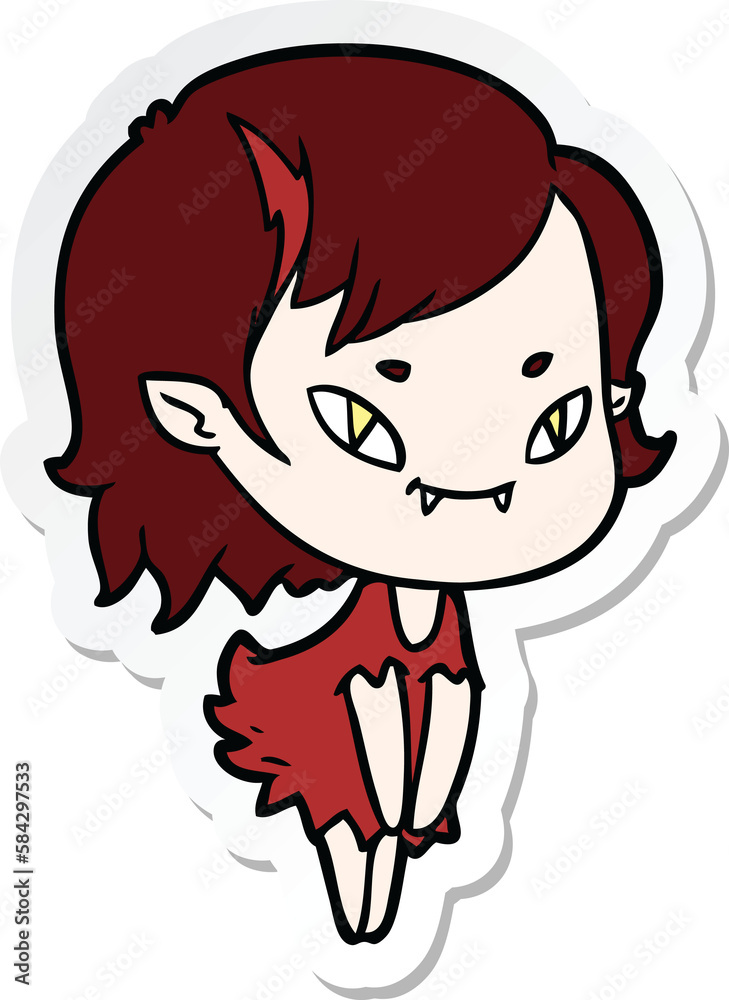 sticker of a cartoon friendly vampire girl sticker of a cartoon friendly vampire girl