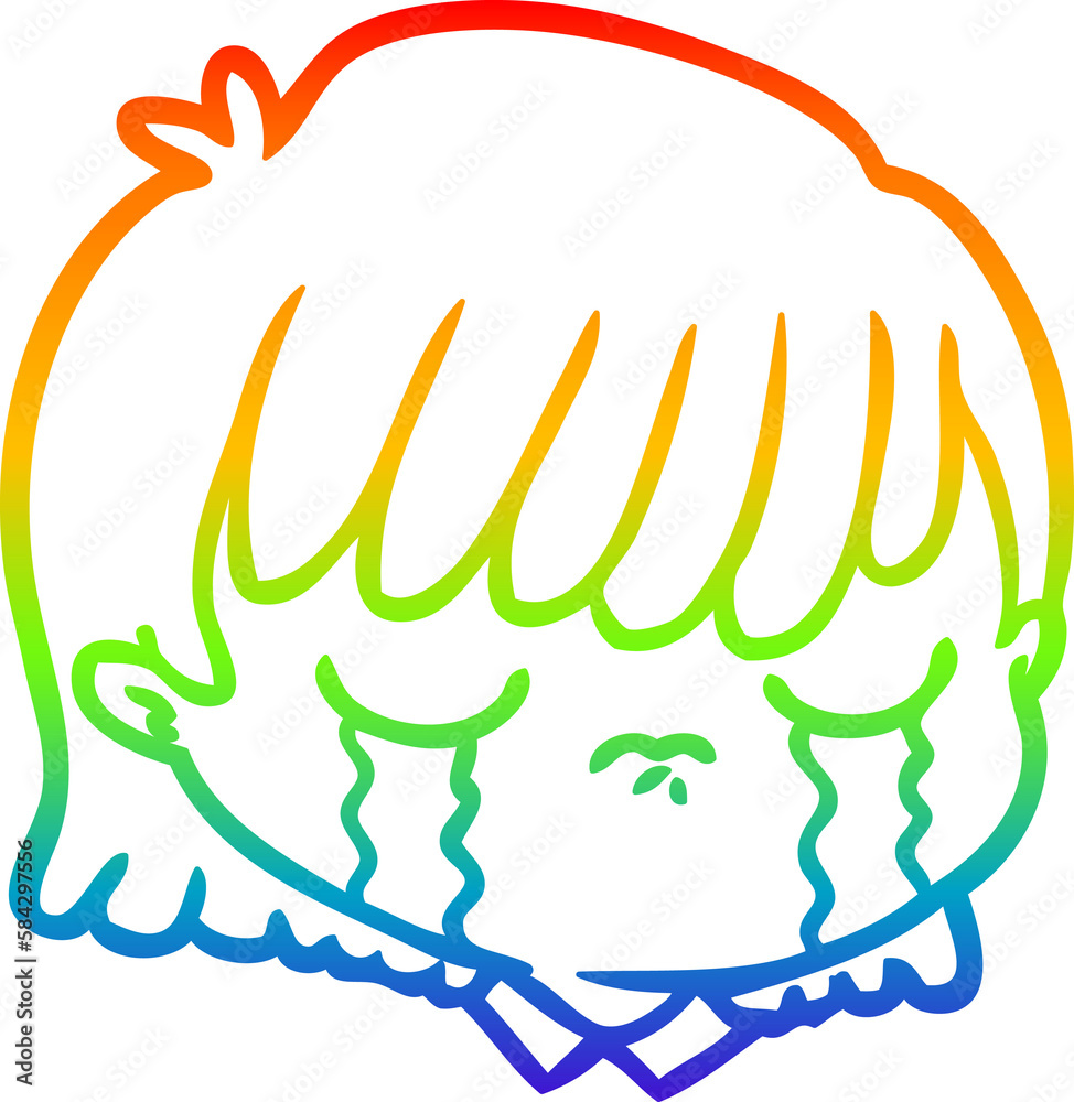 Fototapeta premium rainbow gradient line drawing cartoon female face