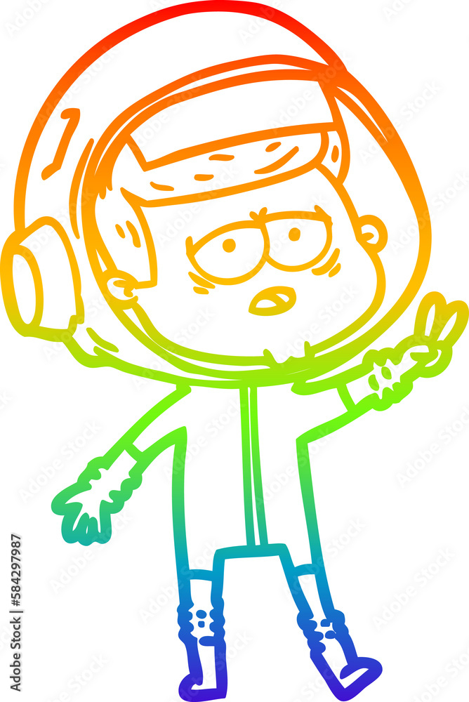 rainbow gradient line drawing cartoon tired astronaut rainbow gradient line drawing cartoon tired astronaut